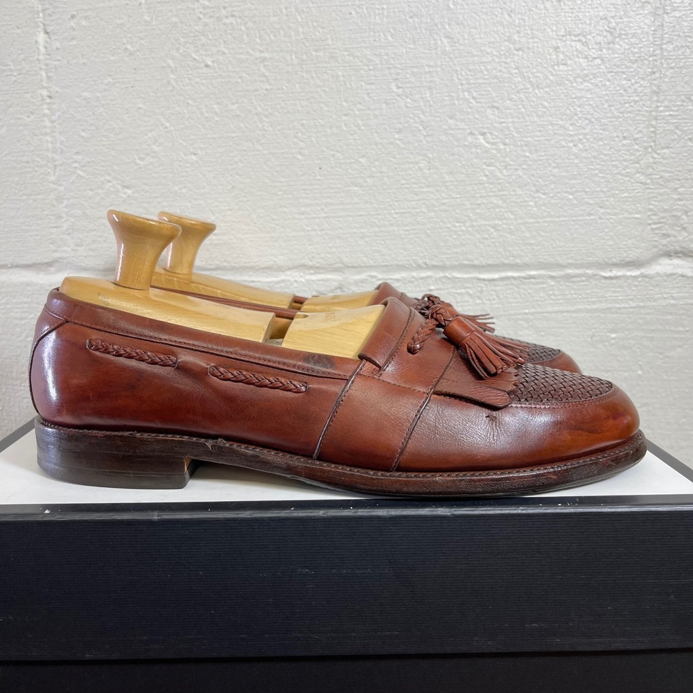 Allen Edmonds Cody Brown Leather Tassel Kiltie Loafers Dress Shoes Men's 10 D